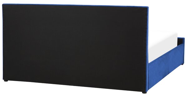 Postel s úložným prostorem Umělý samet ROCHEFORT 180 x 200 cm Námořnická modrá
