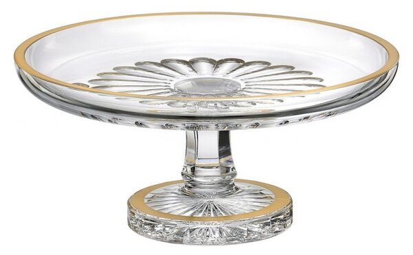 KŘIŠŤÁLOVÝ PODNOS BOHEMIA ANITA GOLD NA NOZE 305MM