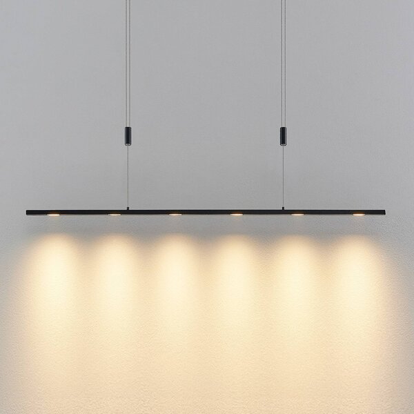 Lucande LED závěsné svítidlo Stakato, 120 cm, 6 světel, stmívatelné, stmívatelný, Černá, Obývací pokoj / jídelna, kov, Moderní