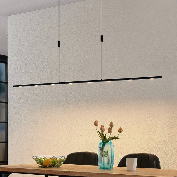 Lucande LED závěsné svítidlo Stakato, 180 cm, 8 světel, stmívatelné, stmívatelný, Černá, Obývací pokoj / jídelna, kov, Moderní