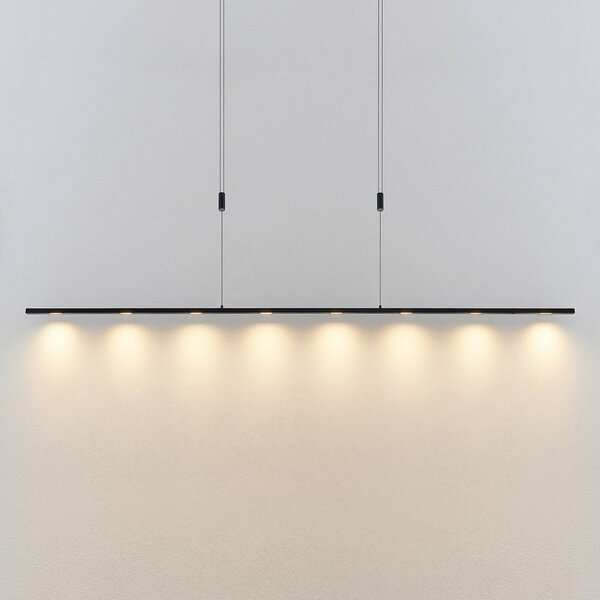 Lucande LED závěsné svítidlo Stakato, 180 cm, 8 světel, stmívatelné, stmívatelný, Černá, Obývací pokoj / jídelna, kov, Moderní