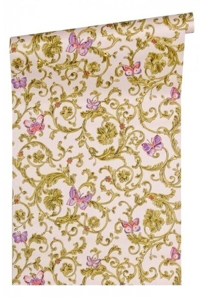 A.S. Création | Vliesová tapeta na zeď Versace 34325-4 | 0,70 x 10,05 m | žlutá, růžová, metalická, fialová