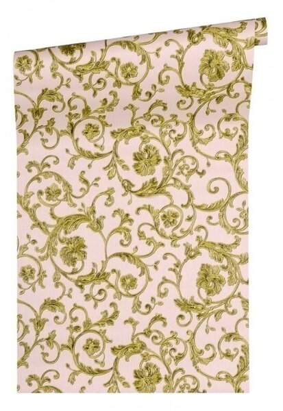 A.S. Création | Vliesová tapeta na zeď Versace 34326-4 | 0,70 x 10,05 m | růžová, metalická, žlutá