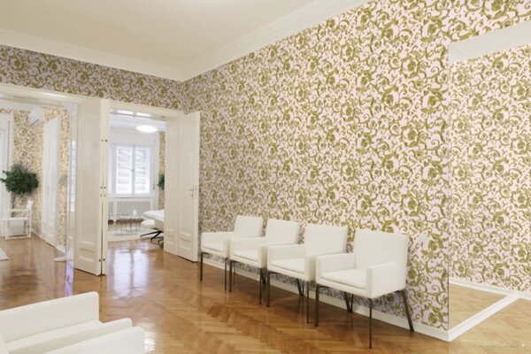 A.S. Création | Vliesová tapeta na zeď Versace 34326-4 | 0,70 x 10,05 m | růžová, metalická, žlutá