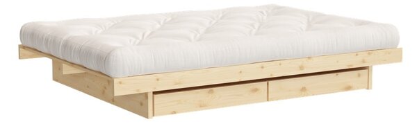 Dvoulůžková postel z borovicového dřeva s úložným prostorem s roštem v přírodní barvě 160x200 cm Kanso – Karup Design