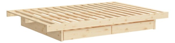 Dvoulůžková postel z borovicového dřeva s úložným prostorem s roštem v přírodní barvě 160x200 cm Kanso – Karup Design