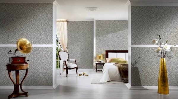 A.S. Création | Vliesová tapeta na zeď Versace 34902-2 | 0,70 x 10,05 m | metalická, šedá, krémová