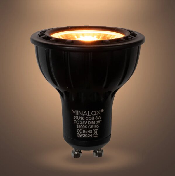 LED žárovka Minalox GU10, 8W, 24V, 1800K, 36°