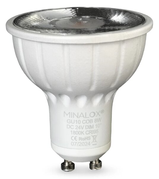 LED žárovka Minalox GU10, 8W, 24V, 1800K, 10°