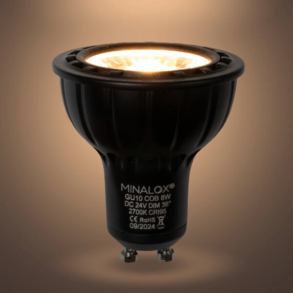 LED žárovka Minalox GU10, 8W, 24V, 2700K, 36° Barva: Černá