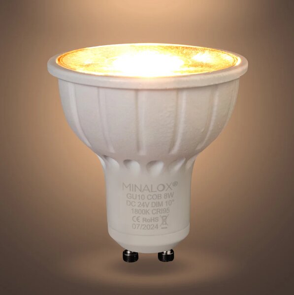 LED žárovka Minalox GU10, 8W, 24V, 1800K, 10°