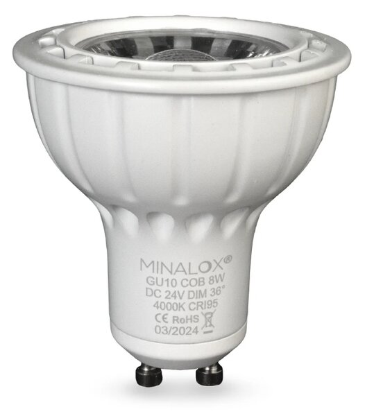 LED žárovka Minalox GU10, 8W, 24V, 4000K, 36° Barva: Bílá