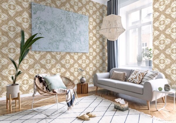 A.S. Création | Vliesová tapeta na zeď Versace 34904-1 | 0,70 x 10,05 m | metalická, hnědá, béžová