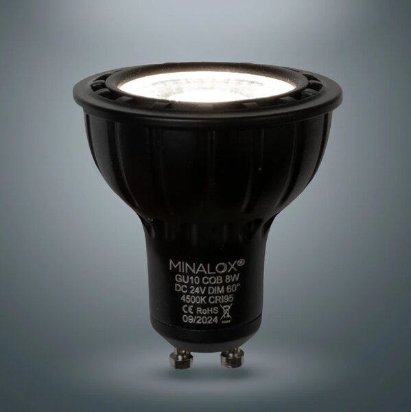 LED žárovka Minalox GU10, 8W, 24V, 4000K, 60° Barva: Černá