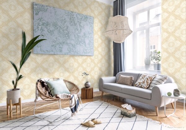 A.S. Création | Vliesová tapeta na zeď Versace 34904-4 | 0,70 x 10,05 m | béžová, krémová, metalická
