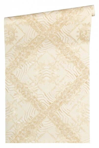 A.S. Création | Vliesová tapeta na zeď Versace 34904-4 | 0,70 x 10,05 m | béžová, krémová, metalická