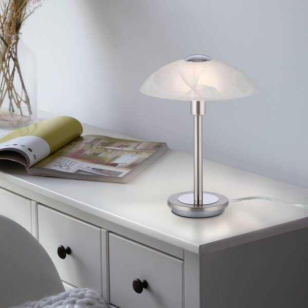 Paul Neuhaus Enova stolní lampa, barva oceli, stmívatelný, Chrom / stříbro, Obývací pokoj / jídelna, kov