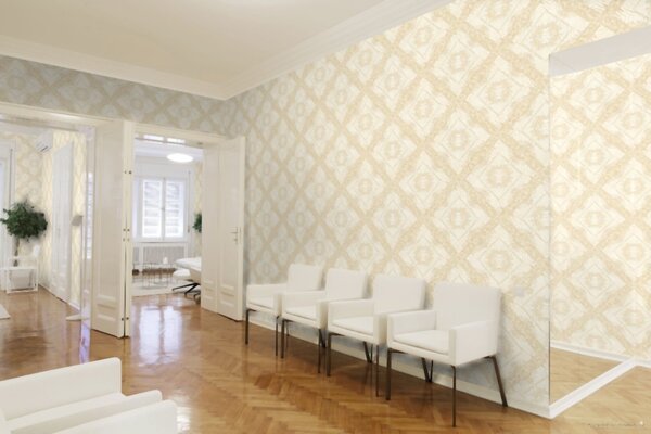 A.S. Création | Vliesová tapeta na zeď Versace 34904-4 | 0,70 x 10,05 m | béžová, krémová, metalická