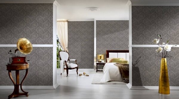 A.S. Création | Vliesová tapeta na zeď Versace 93583-6 | 0,70 x 10,05 m | šedá, metalická