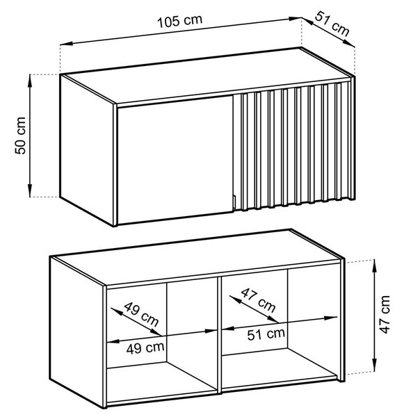 Šatní skříň NELLY 2D bez zrcadla + nástavec | 105 cm | šedá
