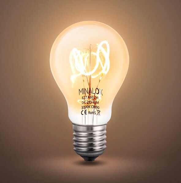 LED žárovka Minalox E27, 2W, 24V, 3000K