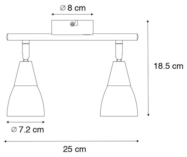 Klasické stropní bodové světlo zlaté s matným sklem 2-světlo - Madi