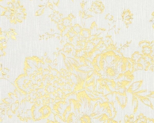 A.S. Création | Vliesová tapeta na zeď Metallic Silk 30657-1 | 0,53 x 10,05 m | bílá, zlatá