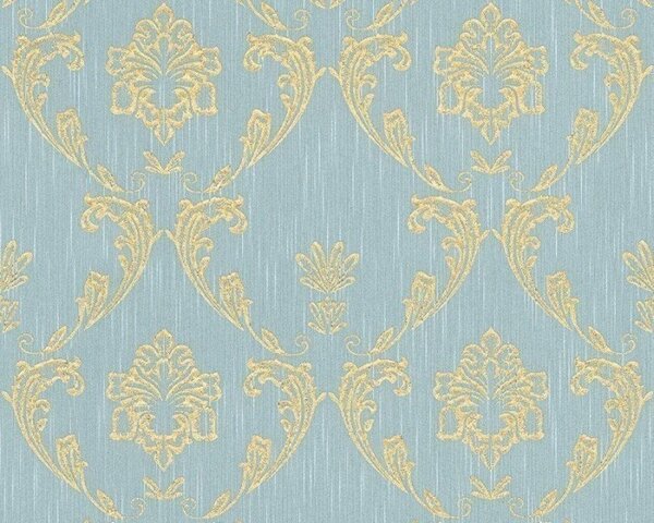 A.S. Création | Vliesová tapeta na zeď Metallic Silk 30658-6 | 0,53 x 10,05 m | modrá, zlatá