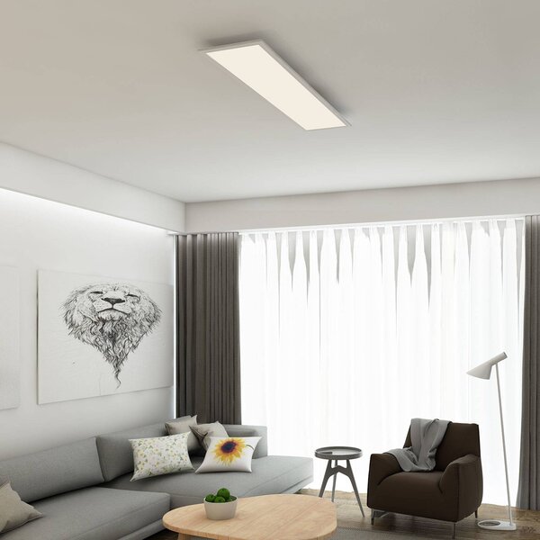 Briloner Piatto LED panel, senzor, 119,5 x 29,5 cm, Bílá / opál, Chodba, kov, Moderní