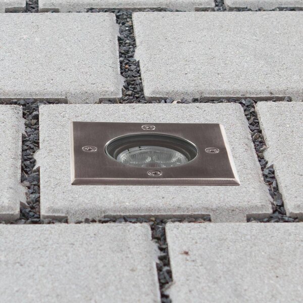 Lucande LED zapuštěné podlahové svítidlo Ava, 12 cm x cm, IP67, Hliník / šedá / zinek, Hliník, Moderní, Zapuštěné hranaté