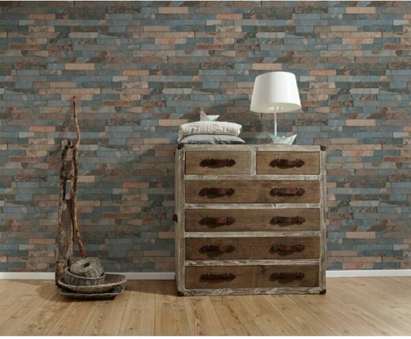 A.S. Création | Vliesová tapeta na zeď Best of Wood & Stone 35582-3 | 0,53 x 10,05 m | černá, hnědá, šedá