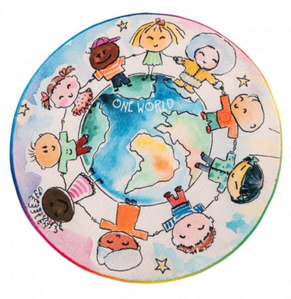 Hans Home | Dětský kusový koberec Juno 477 World Map kruh - 80x80 (průměr) kruh