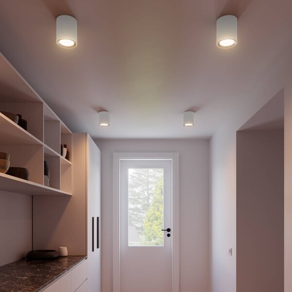 Nordlux Stropní bod LED Landon Smart, bílý, výška 14 cm, stmívatelný, Bílá / opál, Obývací pokoj / jídelna, kov