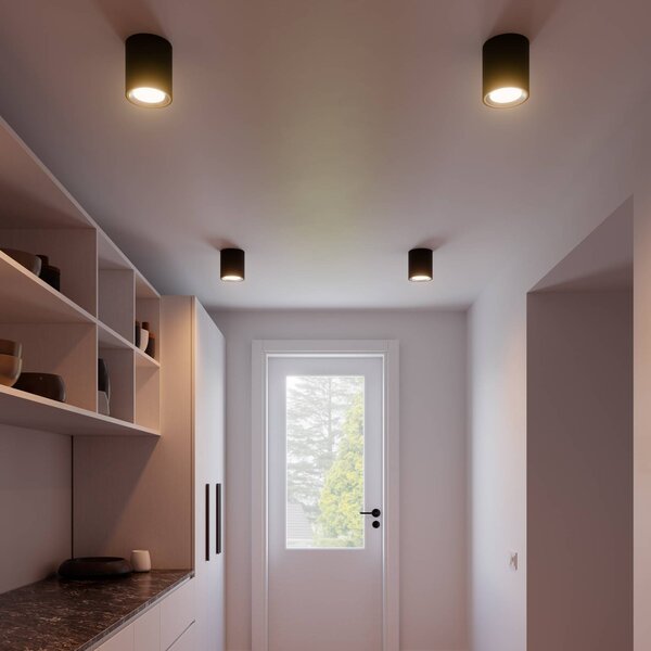 Nordlux Stropní bod LED Landon Smart, černý, výška 14 cm, stmívatelný, Černá, Obývací pokoj / jídelna, kov