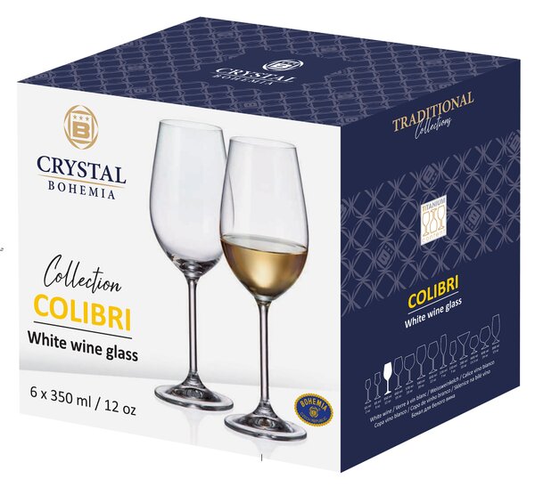Crystal Bohemia sklenice na víno Colibri 350 ml 6 ks