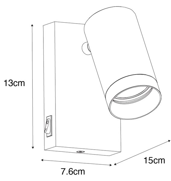 Nástěnná lampa černá se zlatem nastavitelná s vypínačem - Jeana Luxe