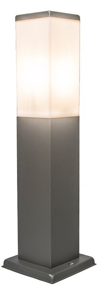 Moderní venkovní sloup 45 cm tmavě šedý s opálovým sklem IP44 - Malios
