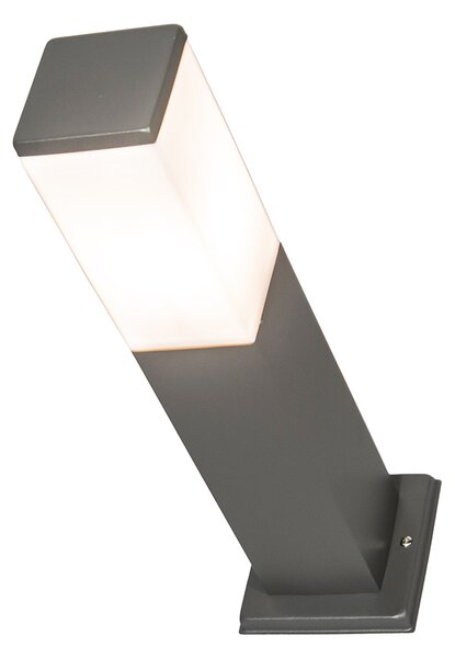 Moderní venkovní sloup 45 cm tmavě šedý s opálovým sklem IP44 - Malios