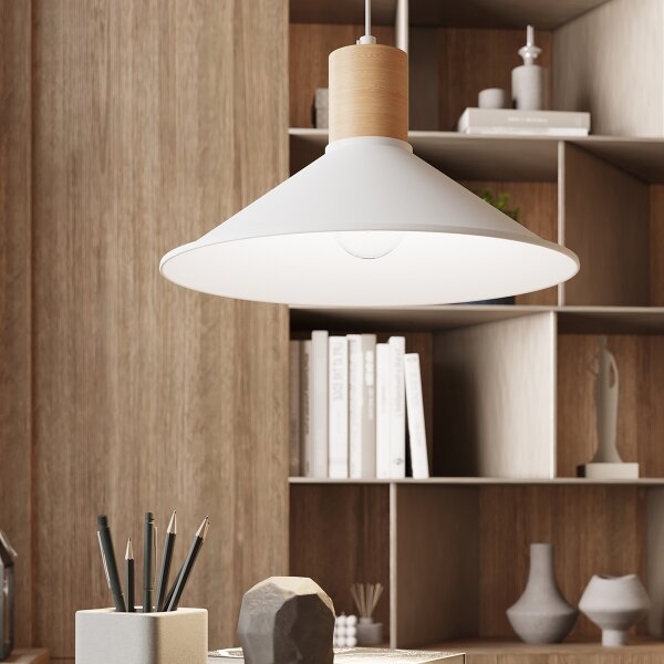 Sollux SL.1319 - Lustr na lanku JAGA 1xE27/15W/230V pr. 30 cm bílá