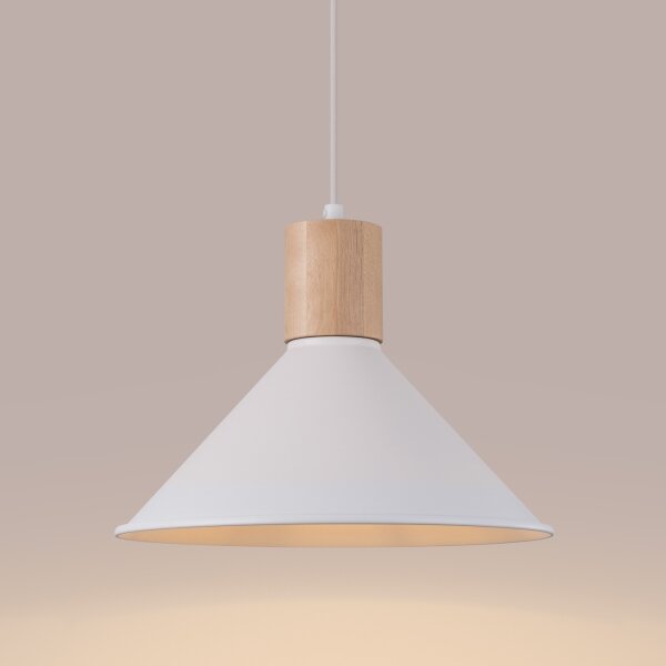 Sollux SL.1319 - Lustr na lanku JAGA 1xE27/15W/230V pr. 30 cm bílá