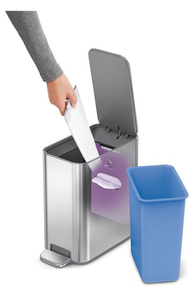 Nášlapný ocelový odpadkový koš v matně stříbrné barvě 5 l – simplehuman