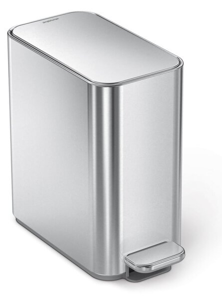 Nášlapný ocelový odpadkový koš v matně stříbrné barvě 5 l – simplehuman