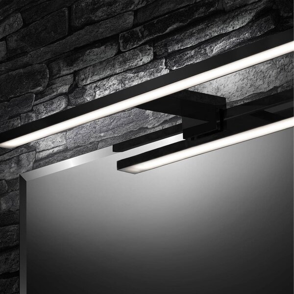 Briloner LED zrcadlové světlo Dun Brilo, IP44, šířka 60 cm, Černá, Koupelna, kov, Moderní