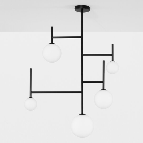 Opálově bílé skleněné závěsné světlo Nova Luce Licato 73 cm