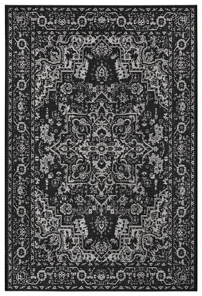 Hans Home | Kusový orientální koberec Flatweave 104807 Black/Cream – na ven i na doma - 120x170
