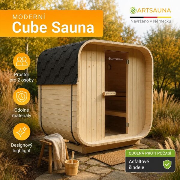 Zahradní sauna Cube pro 2 osoby s kamny 3,6 kW