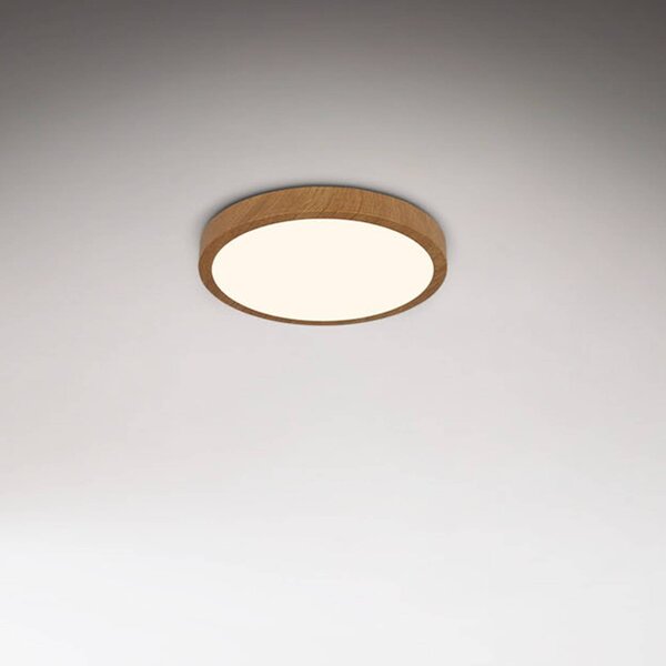 Briloner LED stropní svítidlo Runa Wood vzhled dřeva 3 000 K Ø28cm, Tmavé dřevo, Obývací pokoj / jídelna, kov