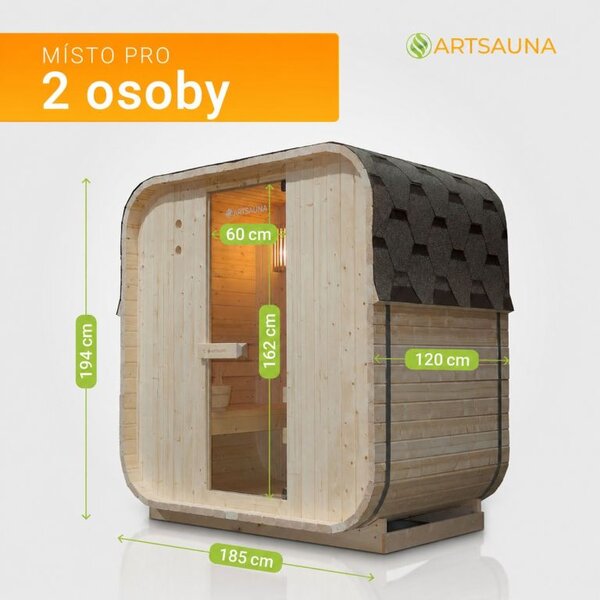 Zahradní sauna Cube pro 2 osoby s kamny 3,6 kW