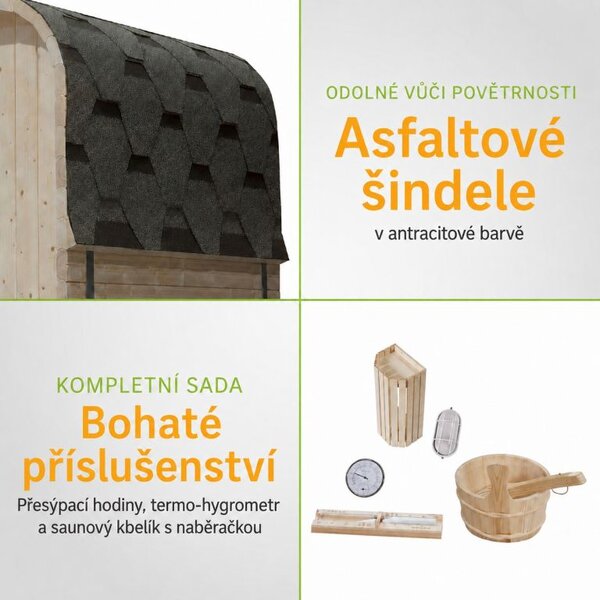 Zahradní sauna Cube pro 2 osoby s kamny 3,6 kW