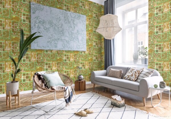 A.S. Création | Vliesová tapeta na zeď Versace 37048-2 | 0,70 x 10,05 m | zelená, bílá, zlatá, hnědá